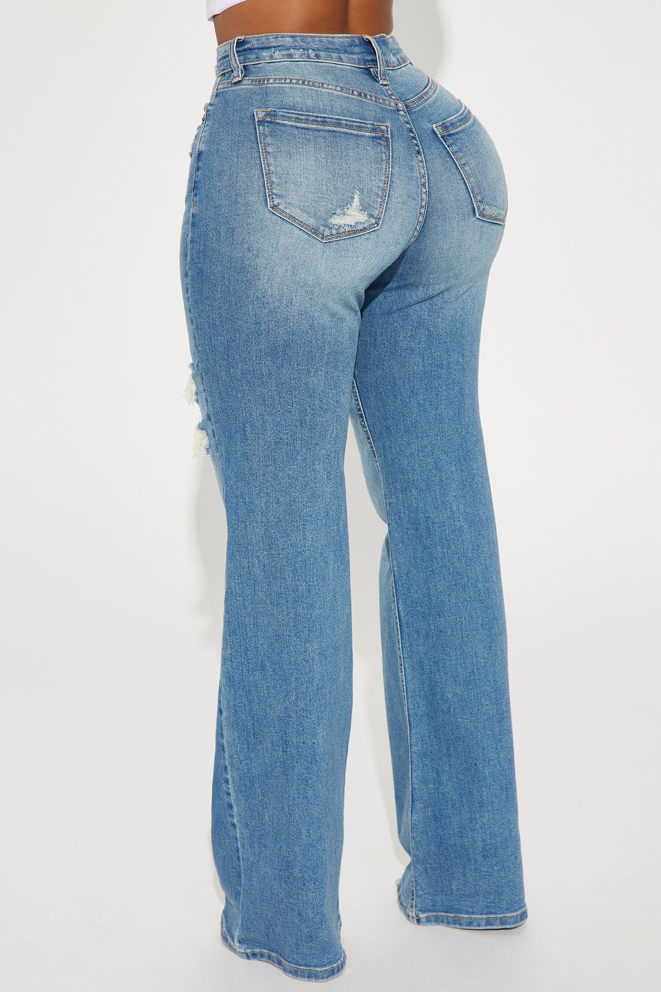 Remi Ripped Stretch Baggy Jeans - Medium Wash sold by Fashion Nova product image thumbnail 3