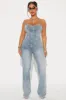 Tell You Later Denim Jumpsuit - Light Wash sold by Fashion Nova