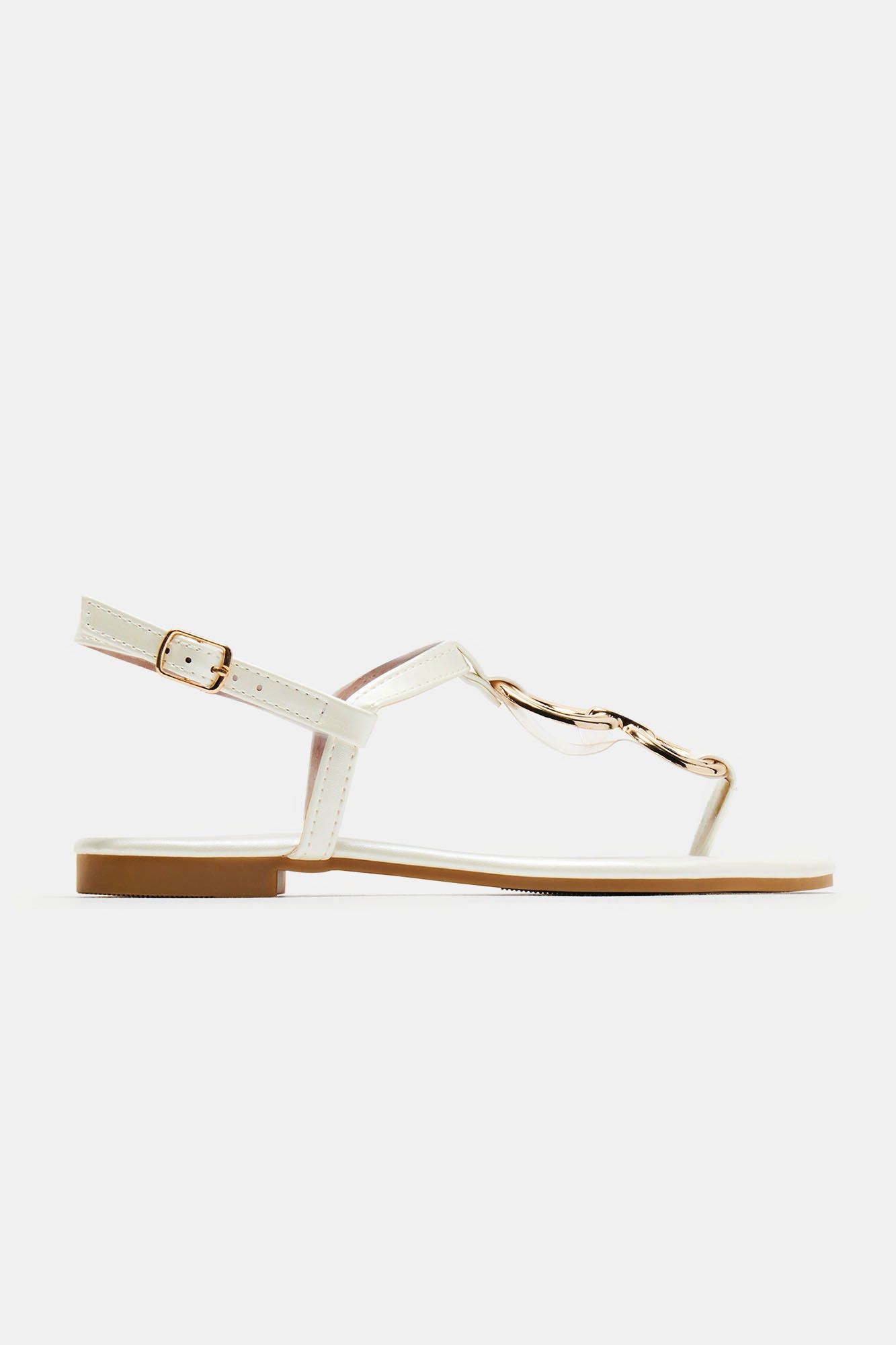 Gabriella Flat Sandals - White sold by Fashion Nova product image thumbnail 4