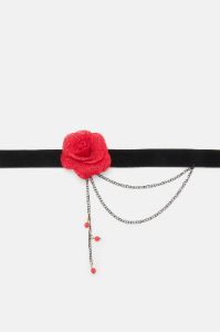 Rose Garden Choker Necklace - Black/Red sold by Fashion Nova