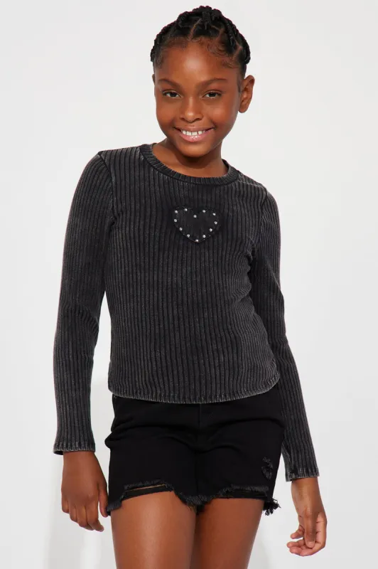 Mini Love And Peace Knit Top - Black sold by Fashion Nova