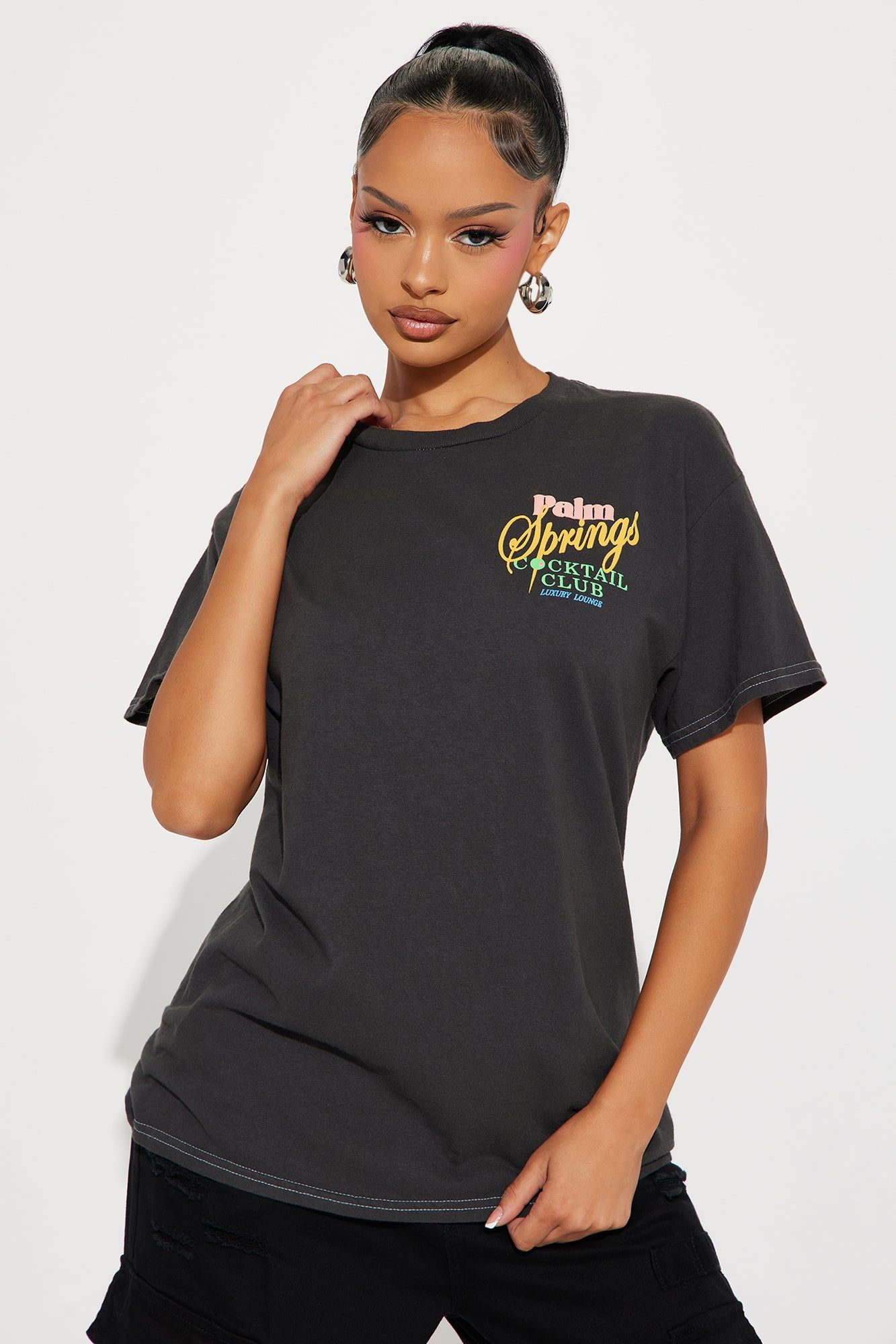 Palm Springs Cocktail Club Tee - Charcoal sold by Fashion Nova product image thumbnail 4