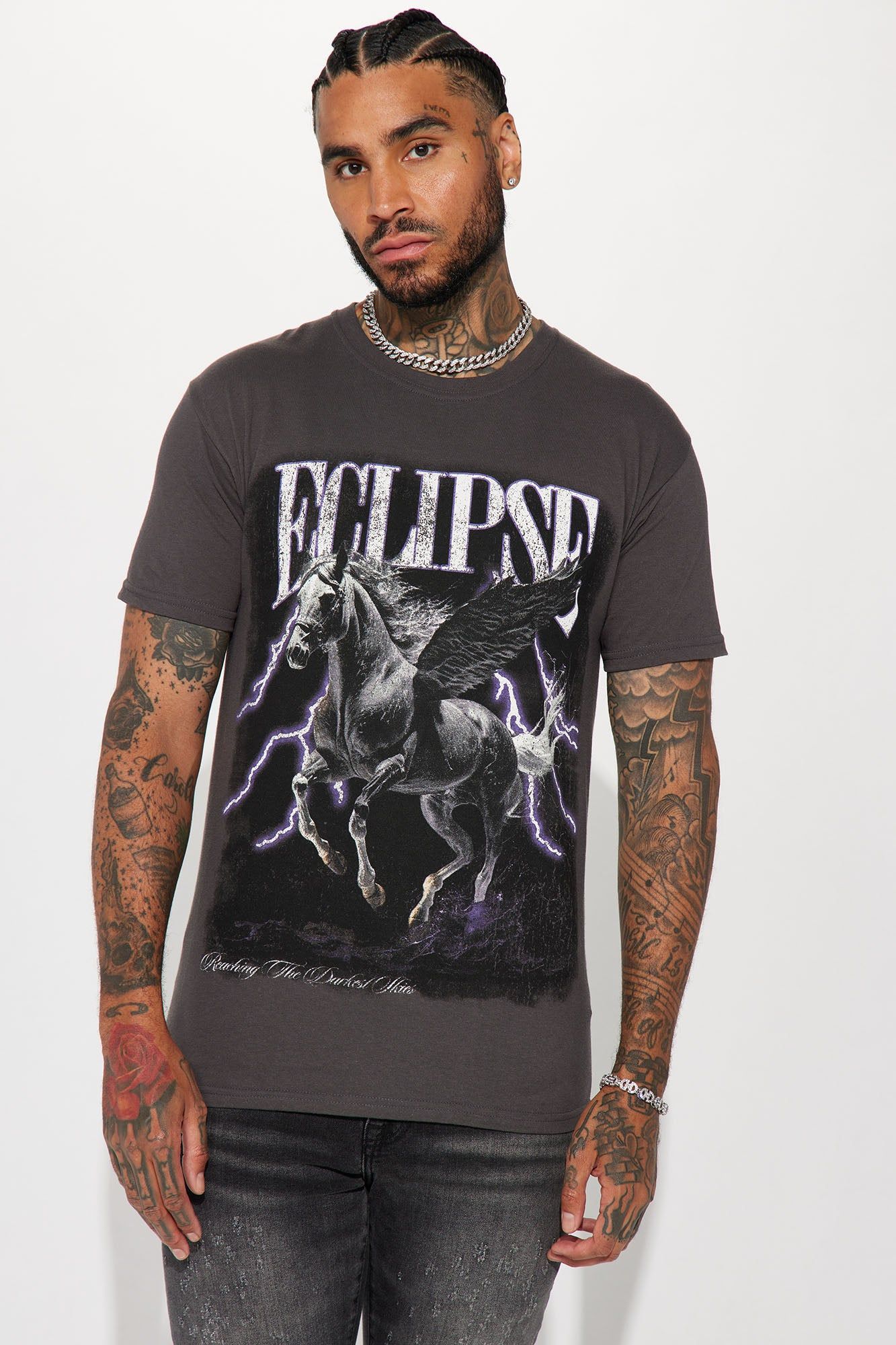 Eclipse Short Sleeve Tee - Charcoal sold by Fashion Nova