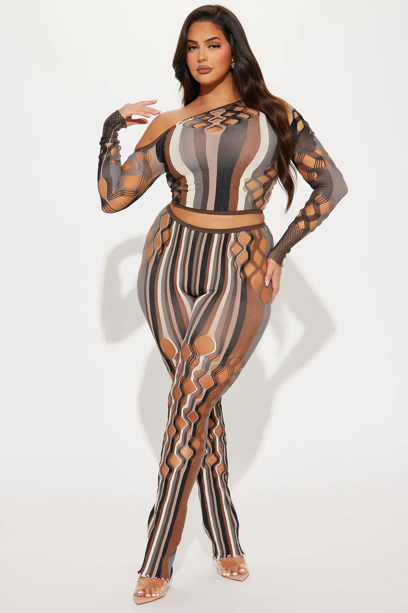 Ready For The Night Pant Set - Brown/combo sold by Fashion Nova product image thumbnail 4