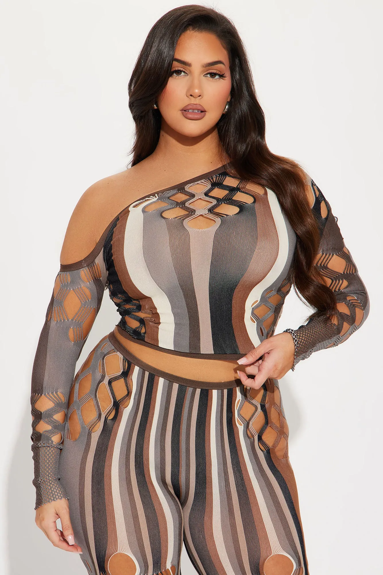 Ready For The Night Pant Set - Brown/combo sold by Fashion Nova product image thumbnail 5