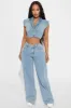 Taking A Bow Embroidered Baggy Jeans - Light Wash sold by Fashion Nova