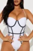 Classic Touch Underwire 1 Piece Swimsuit - White/Black sold by Fashion Nova