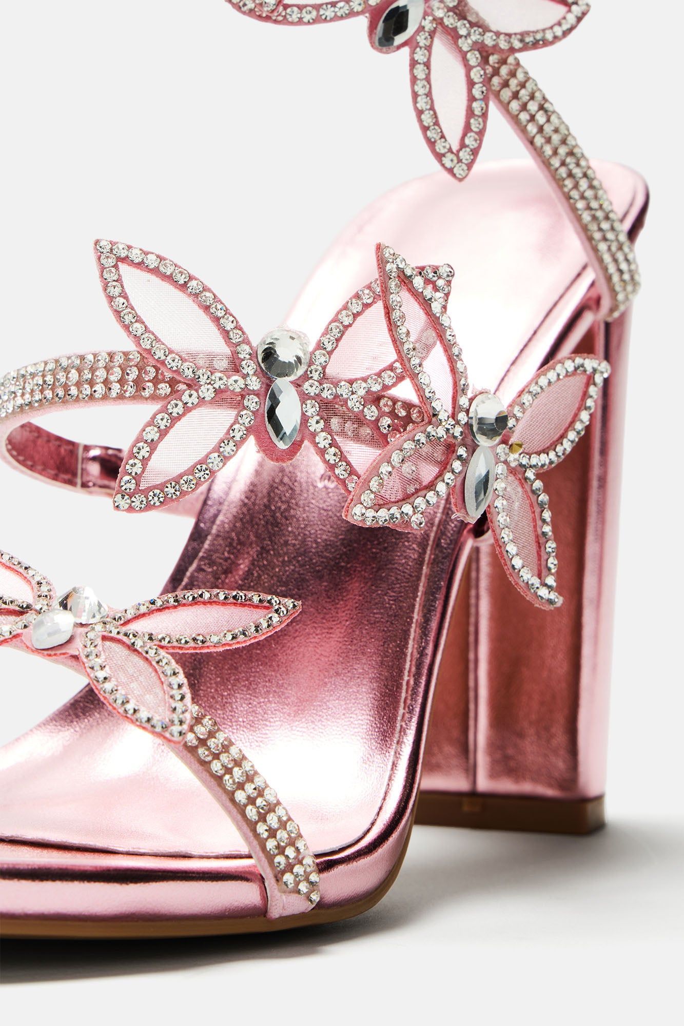 Never Blend In Butterfly Wrap Up Heeled Sandals - Pink sold by Fashion Nova product image thumbnail 2