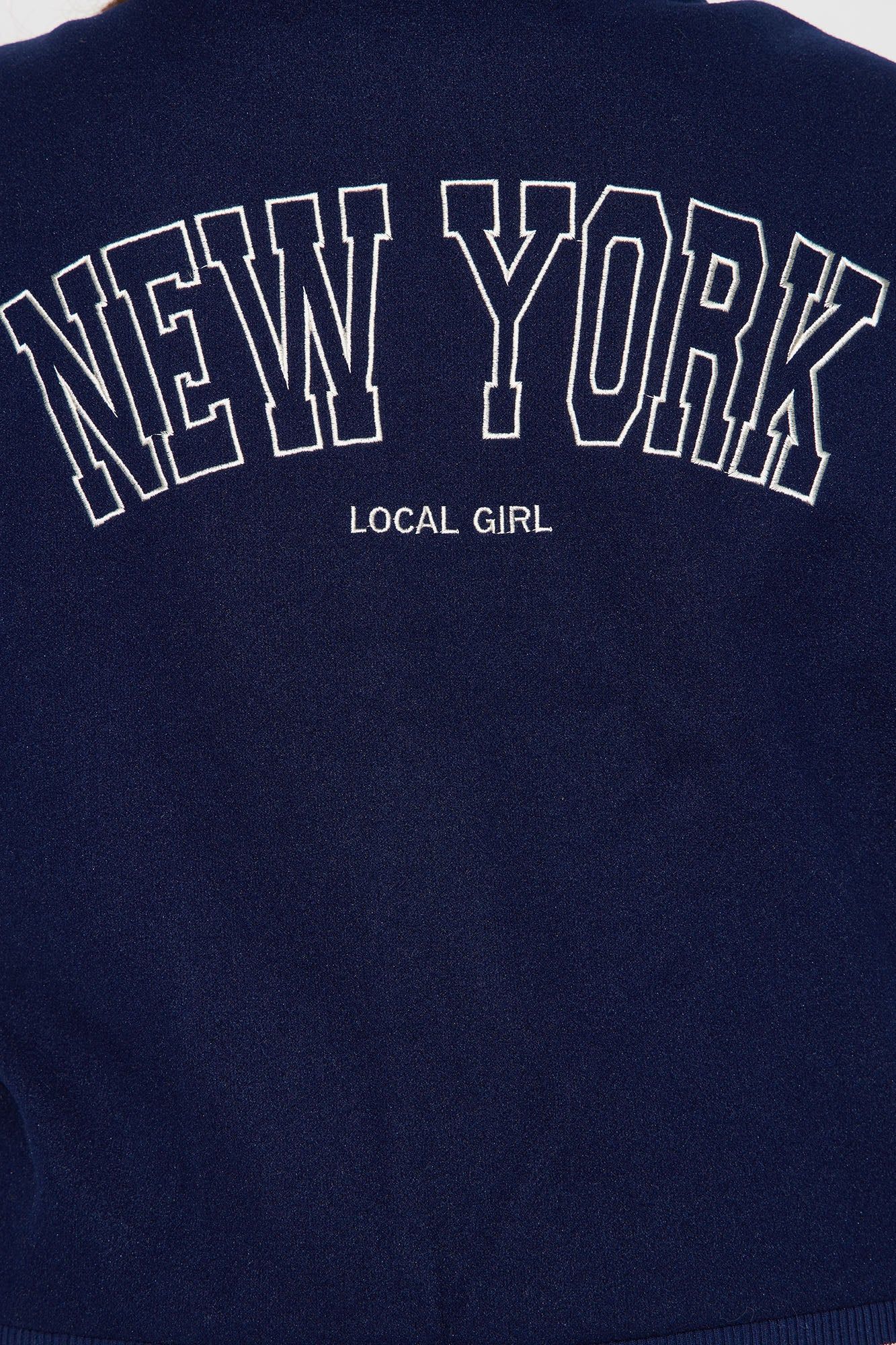 Manhattan Babe Varsity Jacket - Navy sold by Fashion Nova product image thumbnail 9