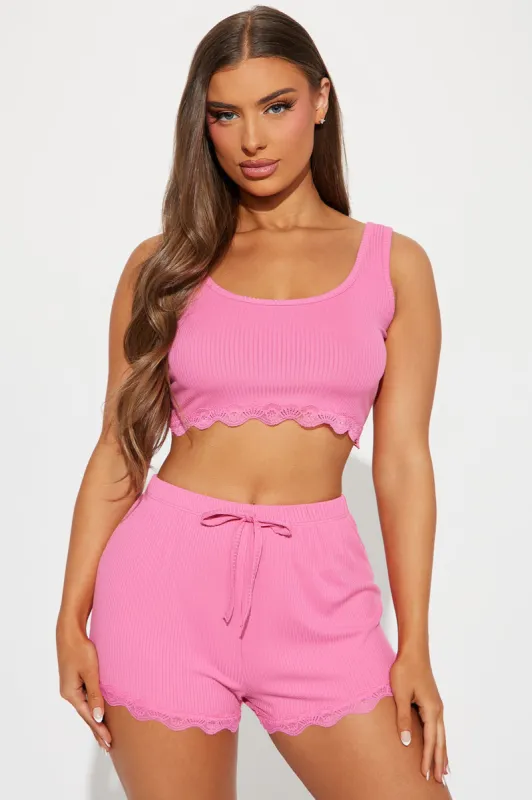Chill With You Ribbed PJ Short Set - Pink sold by Fashion Nova