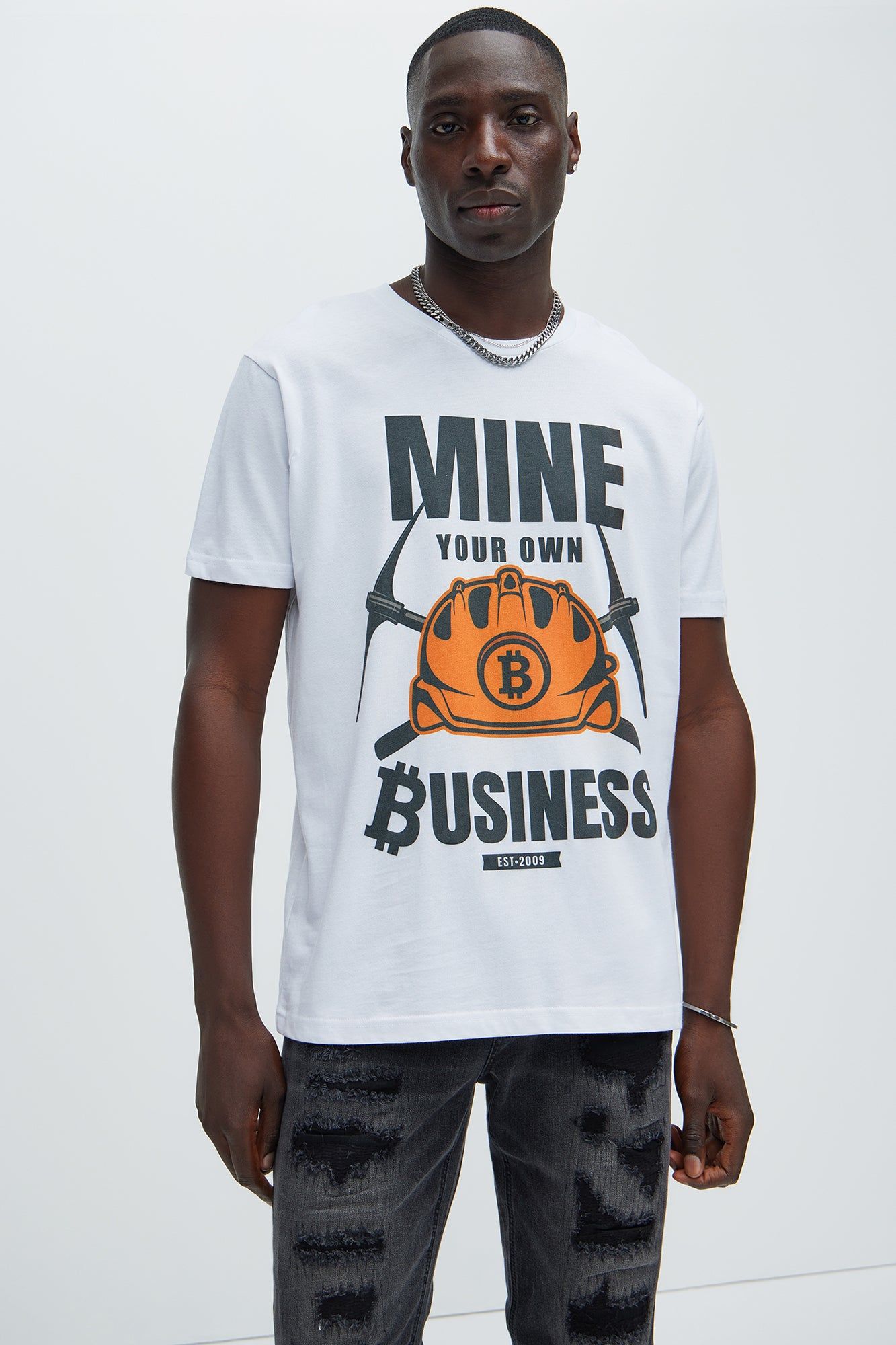 Mine Your Own Business Short Sleeve Tee - White sold by Fashion Nova