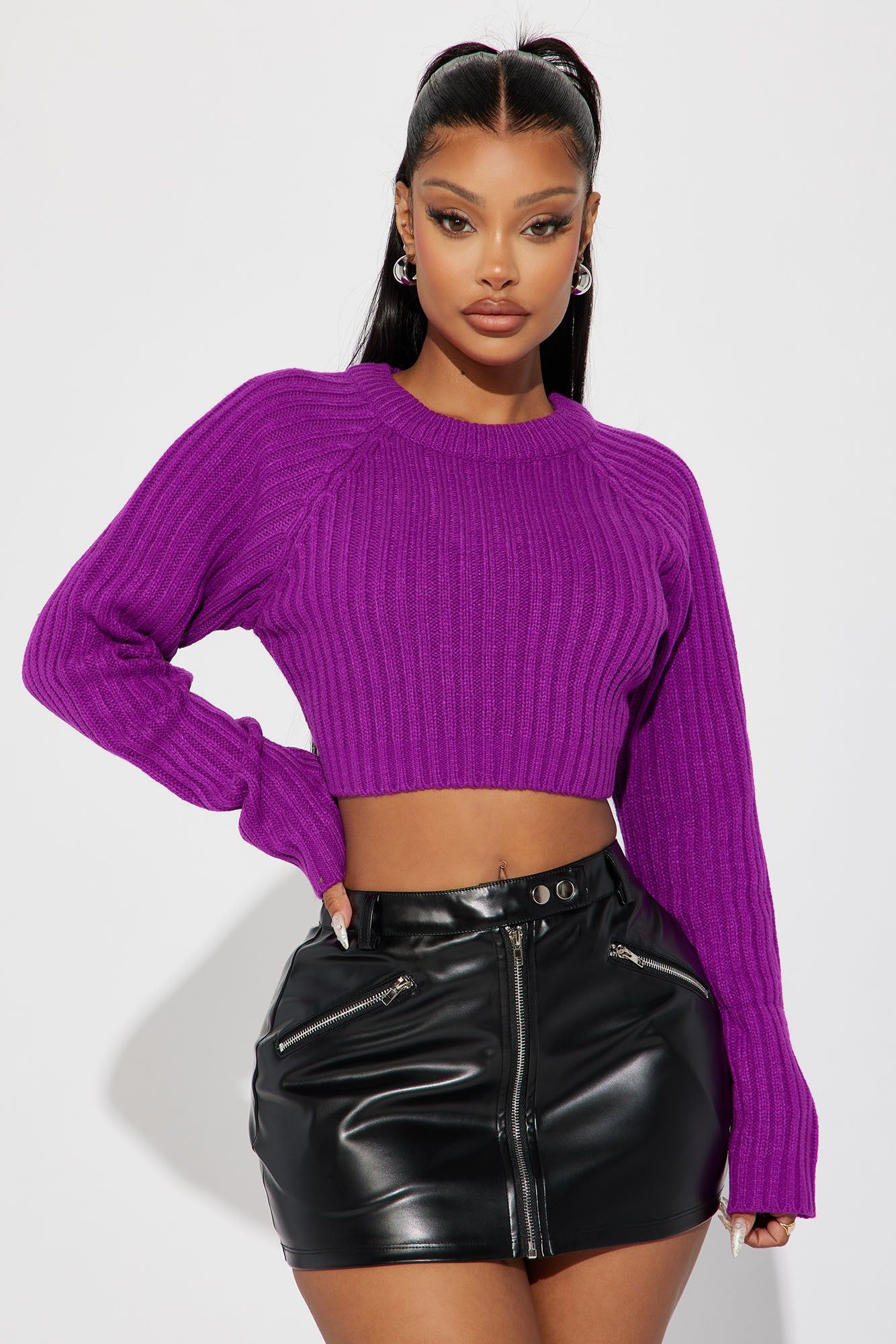 The Ultimate Staple Sweater - Purple sold by Fashion Nova