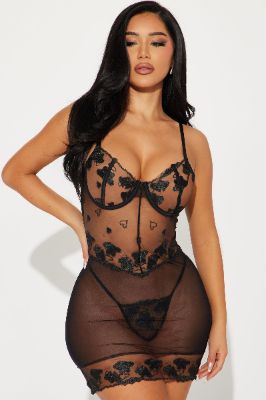 Heart Flutters Babydoll Set - Black sold by Fashion Nova