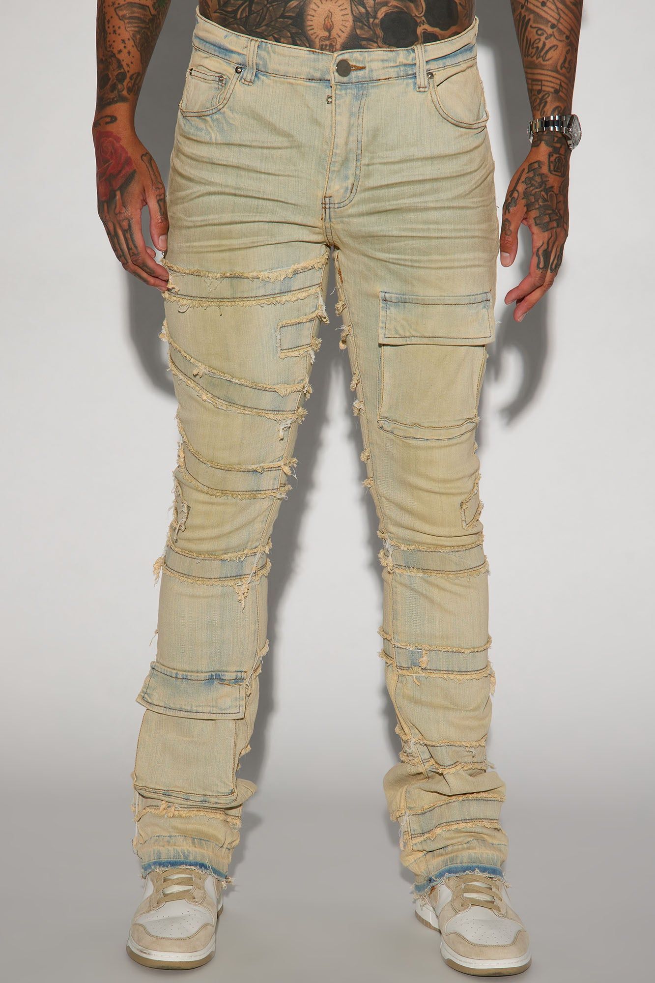 Cant See Me Fray Stacked Skinny Flare Jeans - Vintage Blue Wash sold by Fashion Nova product image thumbnail 5
