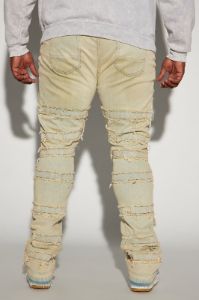 Cant See Me Fray Stacked Skinny Flare Jeans - Vintage Blue Wash sold by Fashion Nova