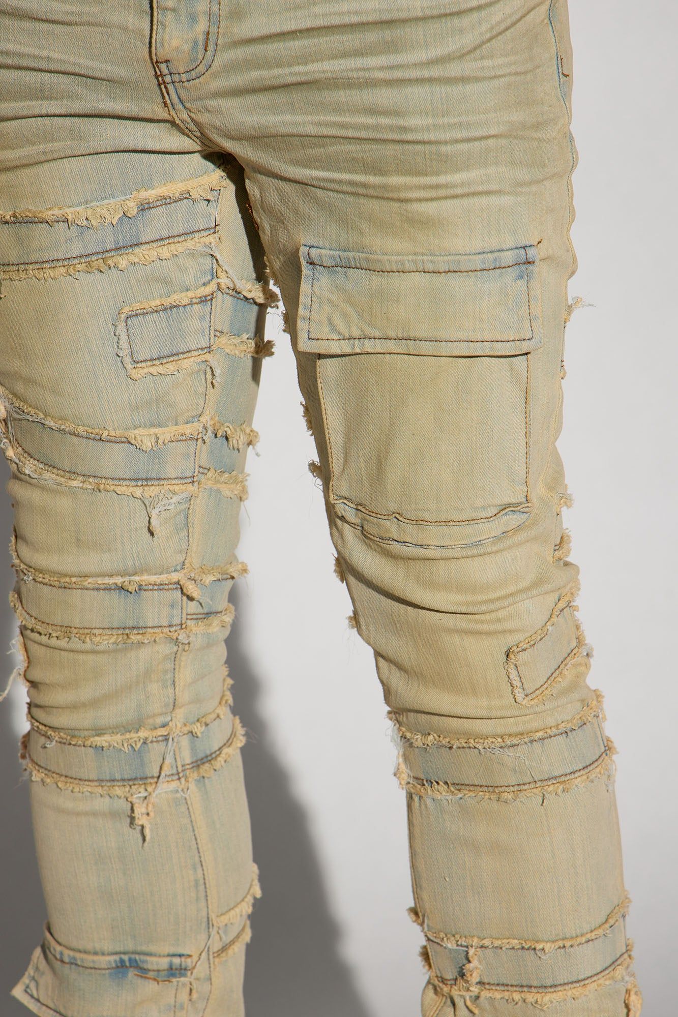 Cant See Me Fray Stacked Skinny Flare Jeans - Vintage Blue Wash sold by Fashion Nova product image thumbnail 4