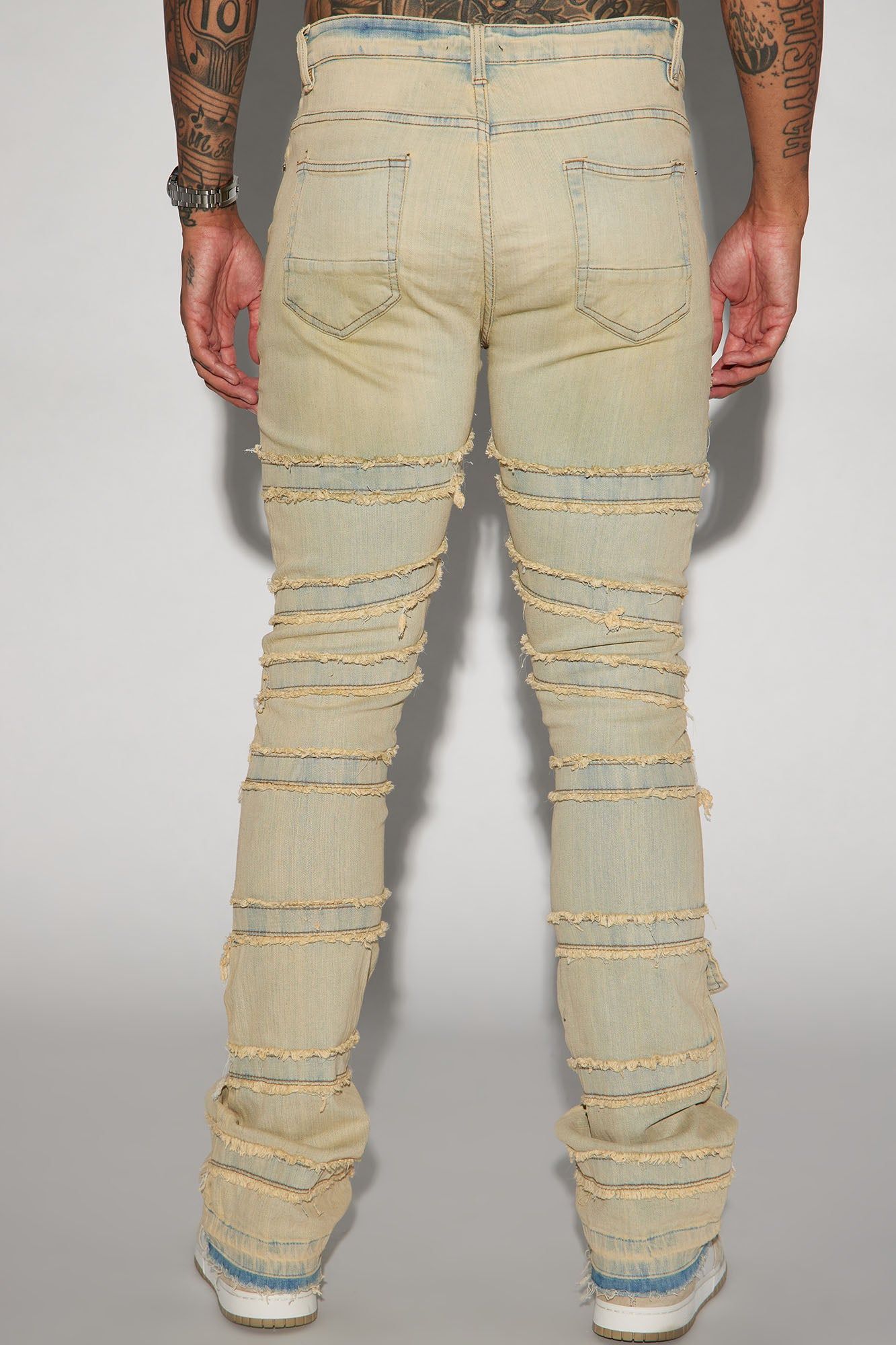 Cant See Me Fray Stacked Skinny Flare Jeans - Vintage Blue Wash sold by Fashion Nova product image thumbnail 6