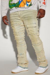 Cant See Me Fray Stacked Skinny Flare Jeans - Vintage Blue Wash sold by Fashion Nova