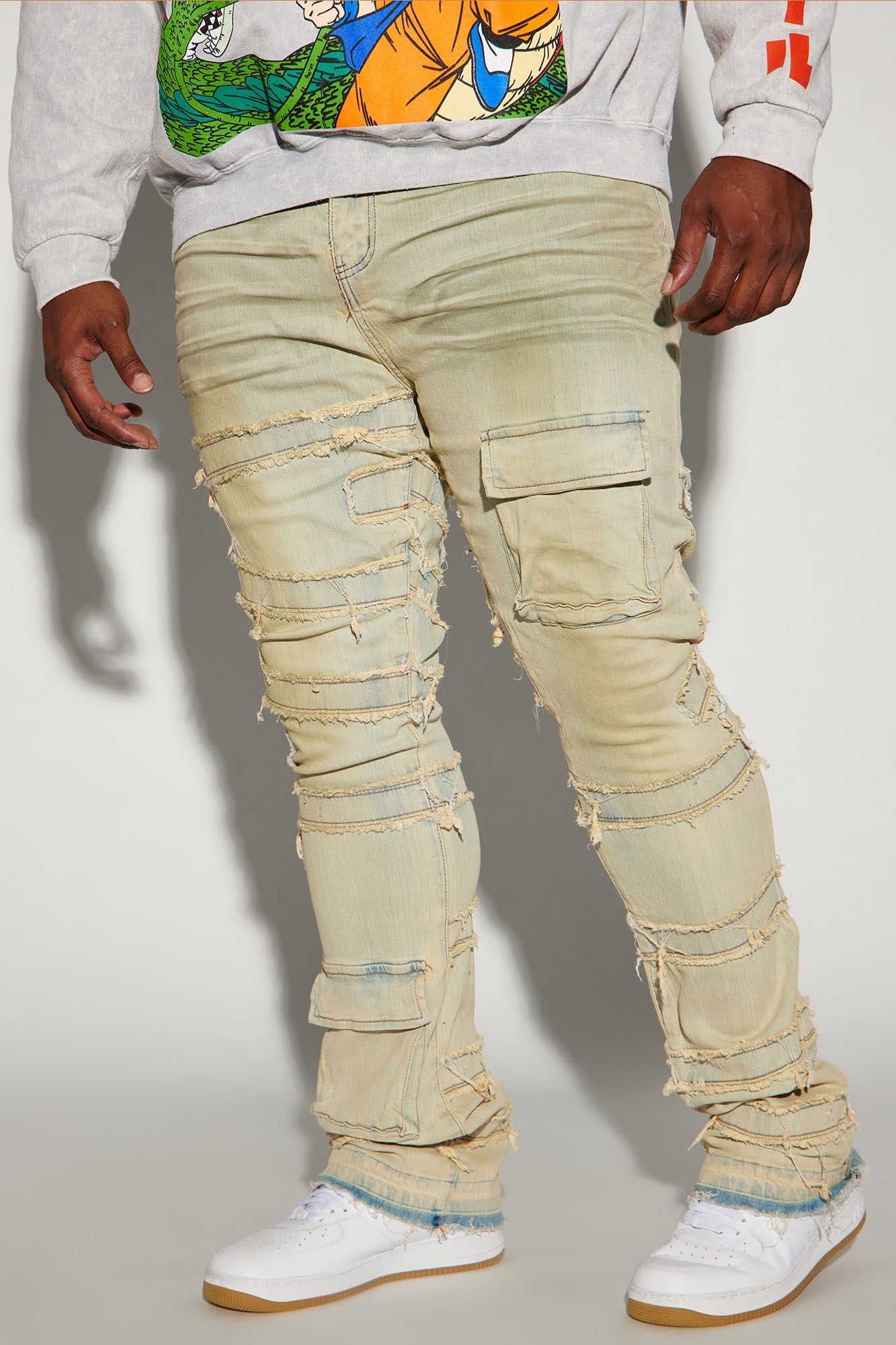 Cant See Me Fray Stacked Skinny Flare Jeans - Vintage Blue Wash sold by Fashion Nova product image thumbnail 2