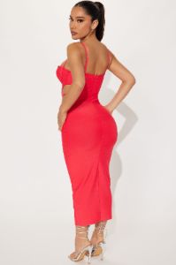 Elia Bandage Midi Dress - Coral sold by Fashion Nova