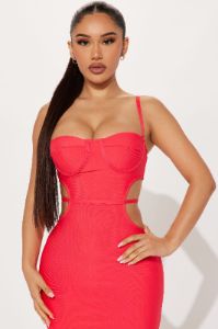 Elia Bandage Midi Dress - Coral sold by Fashion Nova