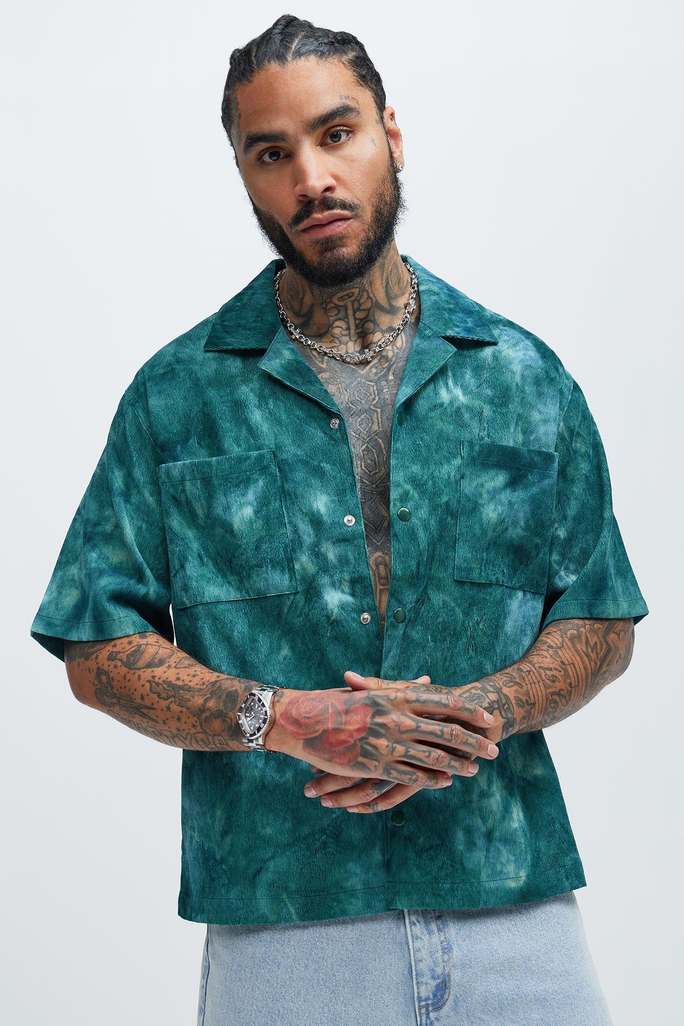 Atlantic Tie Dye Shirt - Green sold by Fashion Nova