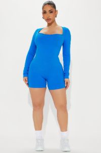 Dakota Compression Seamless Romper - Royal sold by Fashion Nova