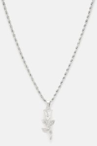 Sweet Rose Pendant Chain Necklace - Silver sold by Fashion Nova