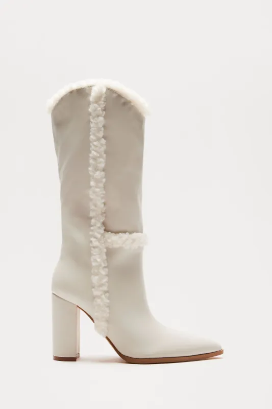 Saint Faux Fur Knee High Boots - Cream sold by Fashion Nova