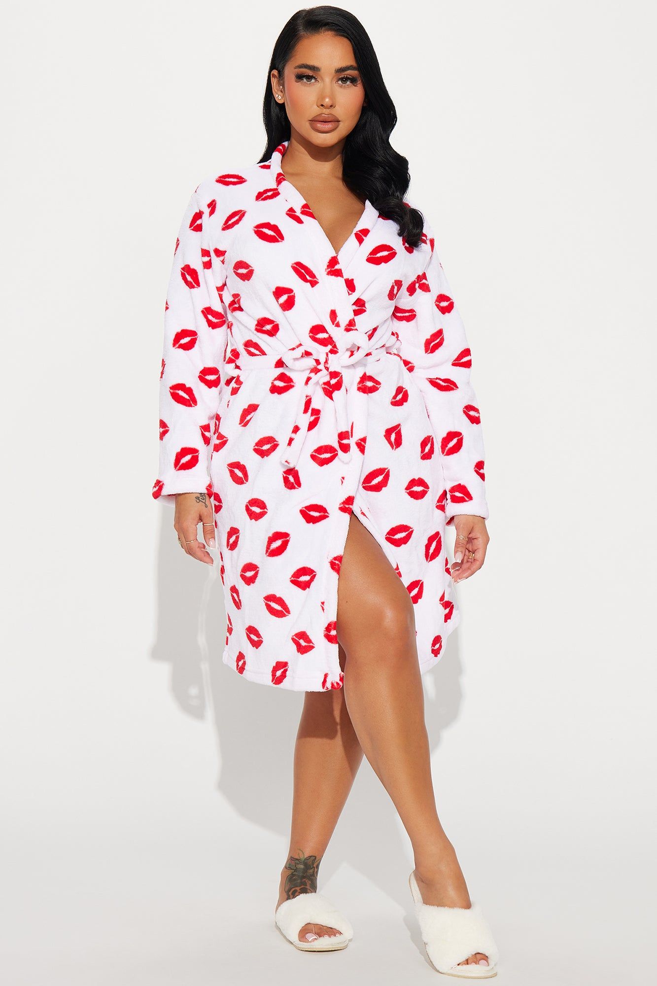 Cozy Kisses Plush PJ Robe - White/combo sold by Fashion Nova product image thumbnail 2