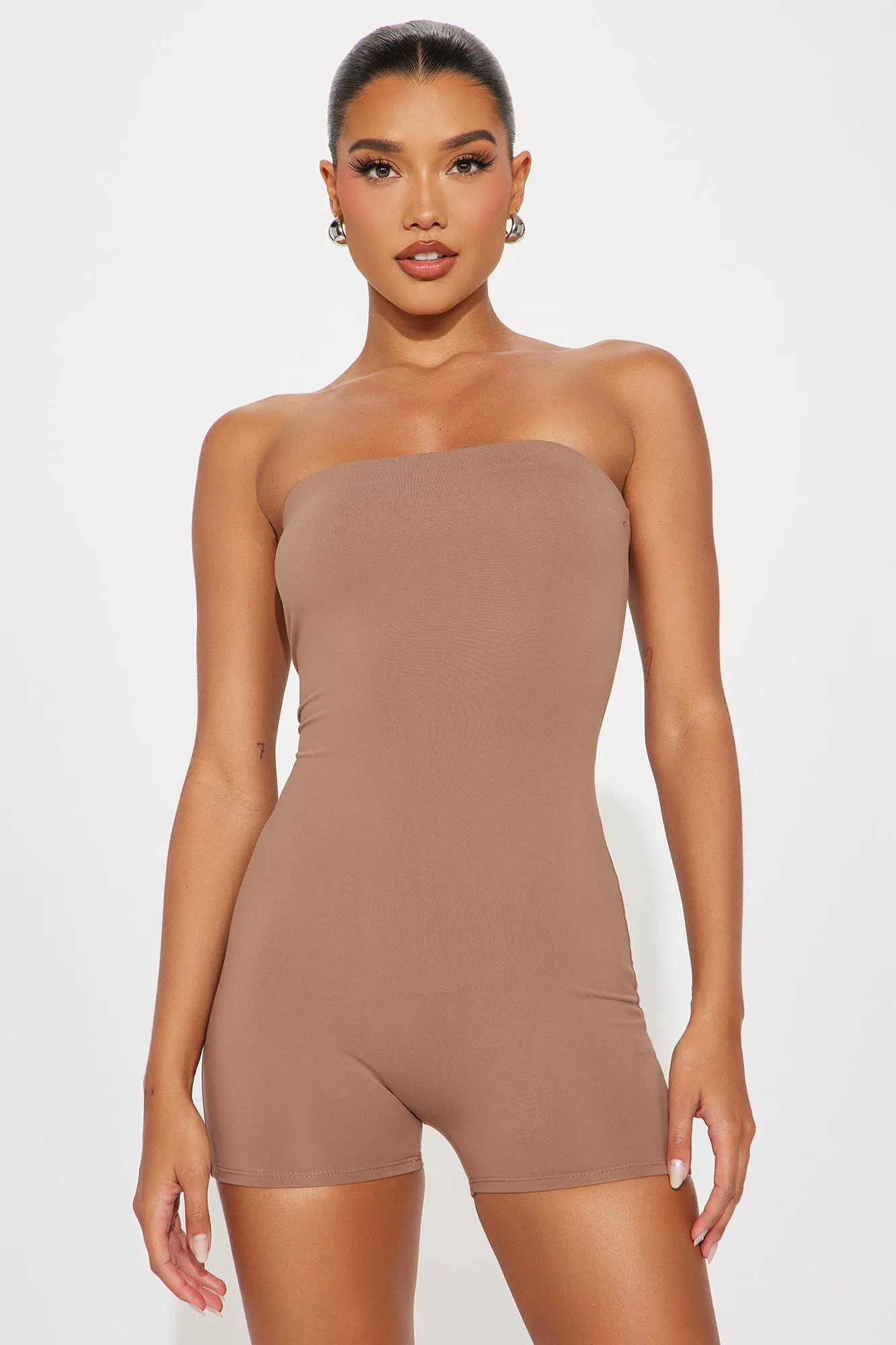 Deena Double Lined Romper - Mocha sold by Fashion Nova