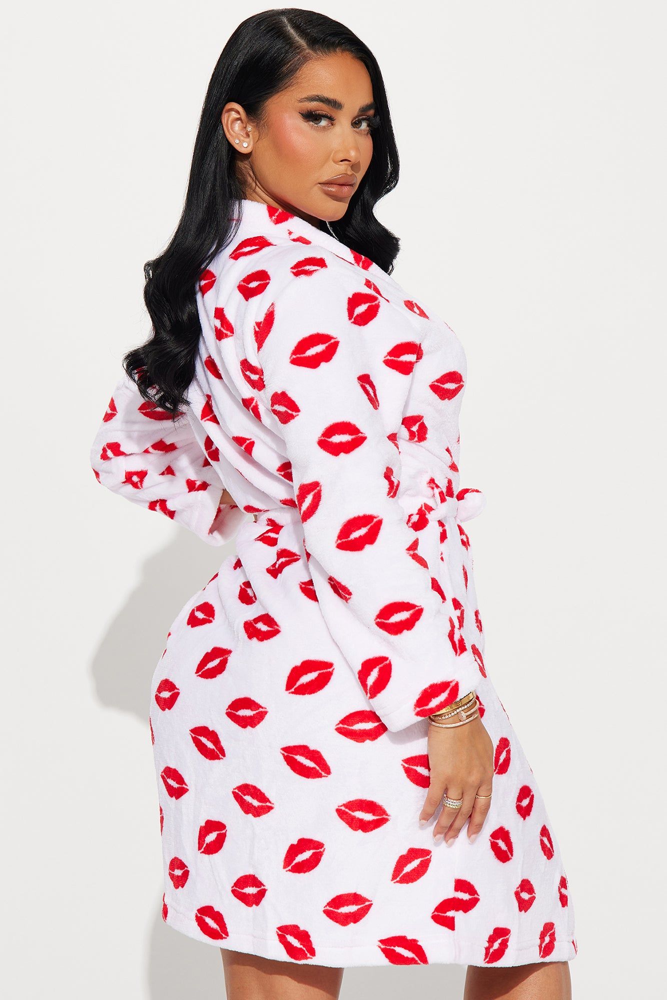 Cozy Kisses Plush PJ Robe - White/combo sold by Fashion Nova product image thumbnail 3