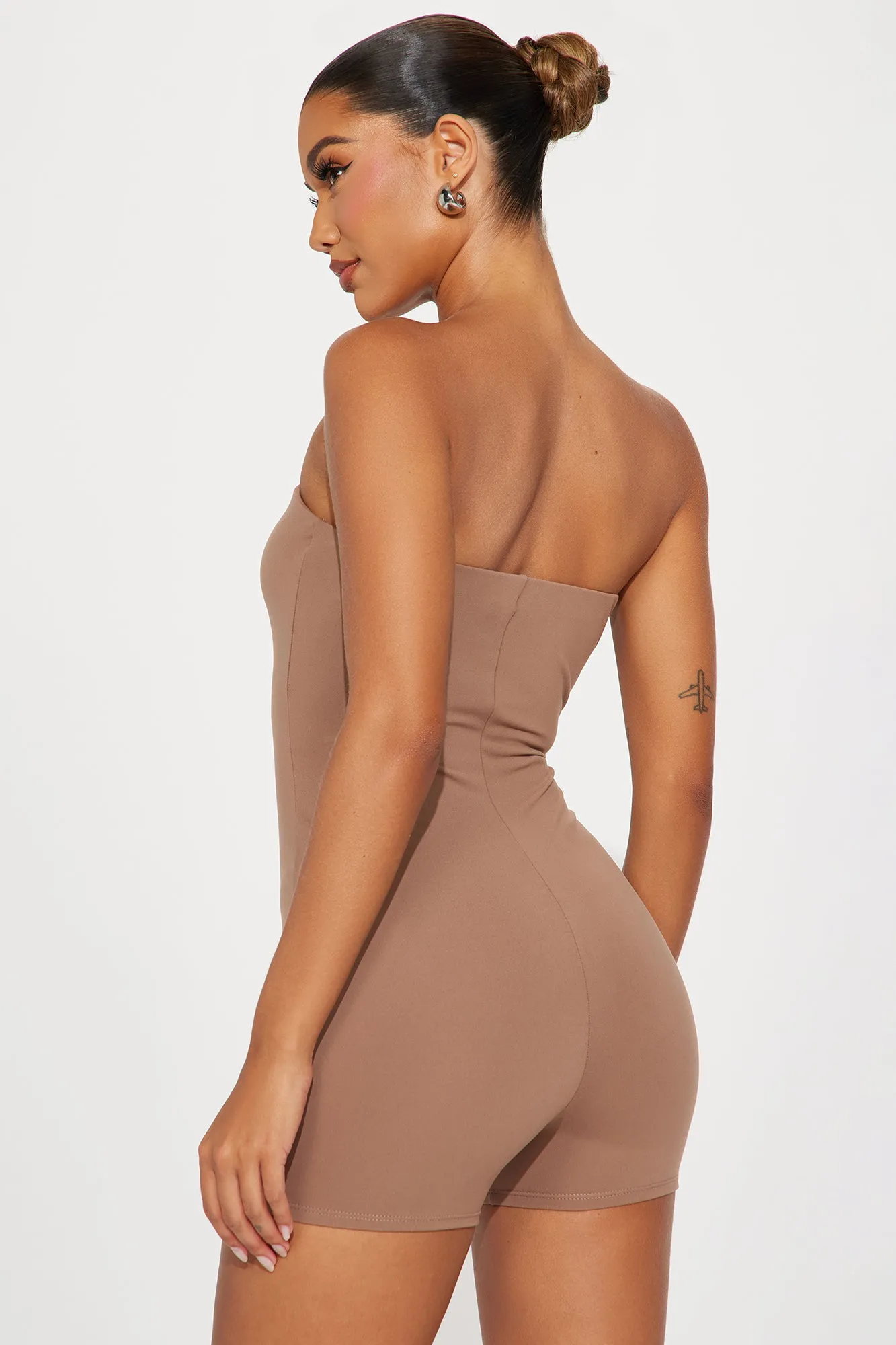 Deena Double Lined Romper - Mocha sold by Fashion Nova product image thumbnail 3