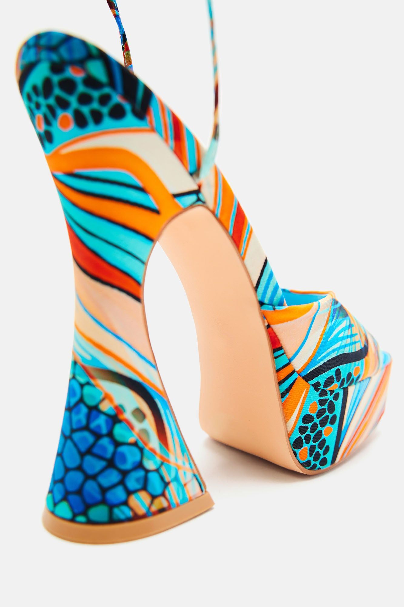 Paradise Awaits Wrap Up Heels - Blue/combo sold by Fashion Nova product image thumbnail 5