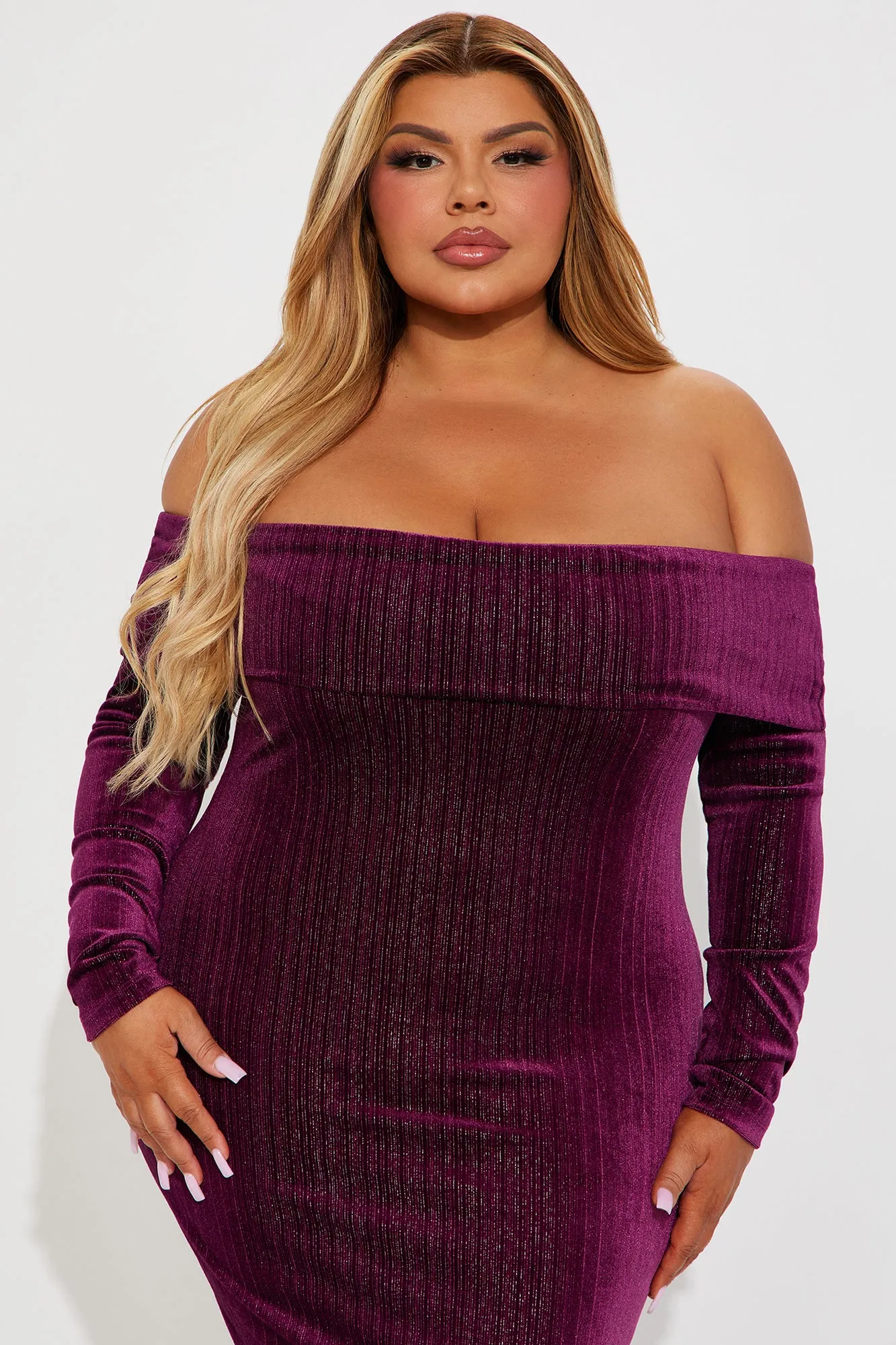 All That Shimmer Velvet Maxi Dress - Burgundy sold by Fashion Nova product image thumbnail 5