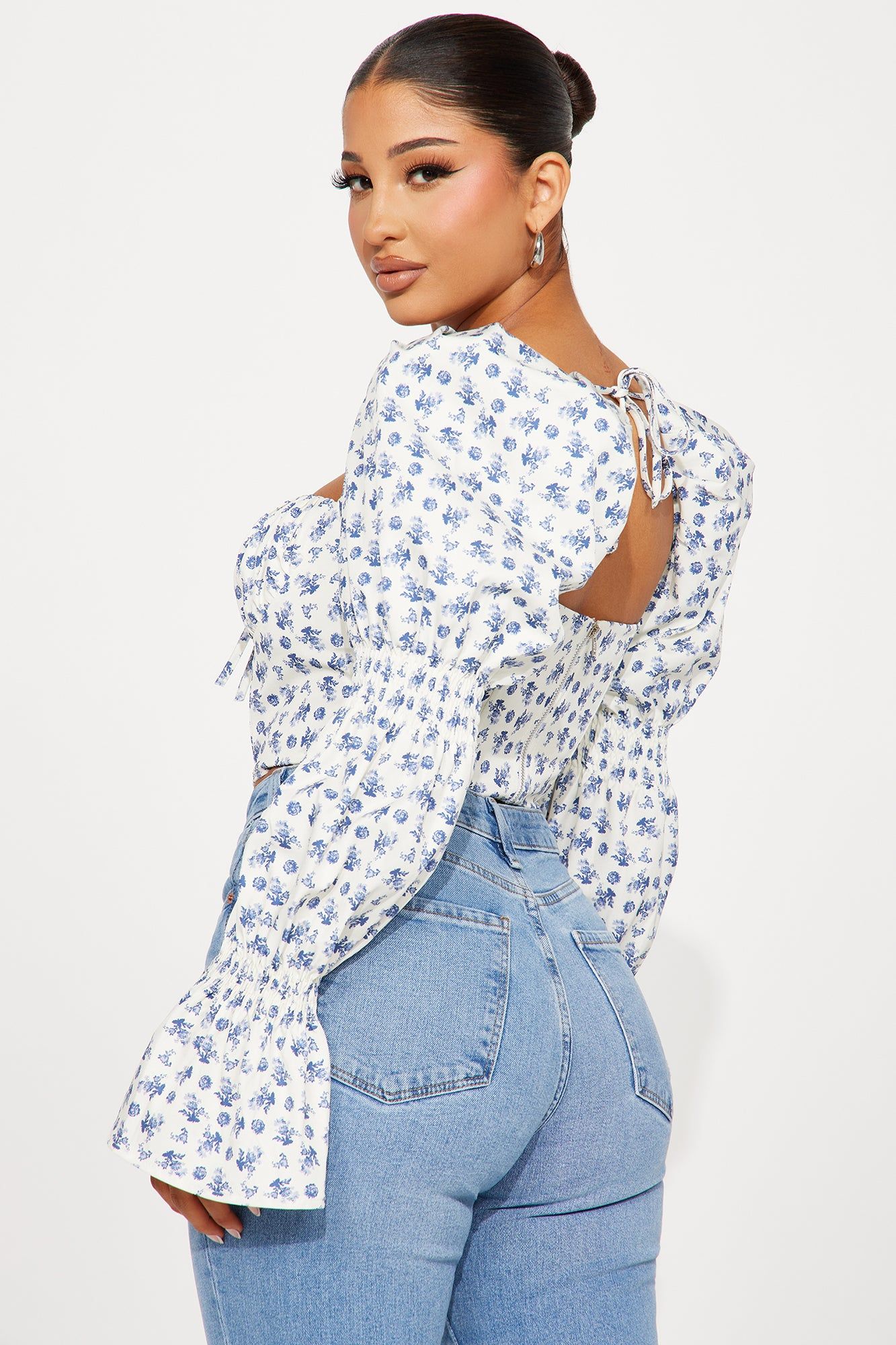 Ivy Floral Corset Top - White/Blue sold by Fashion Nova product image thumbnail 3