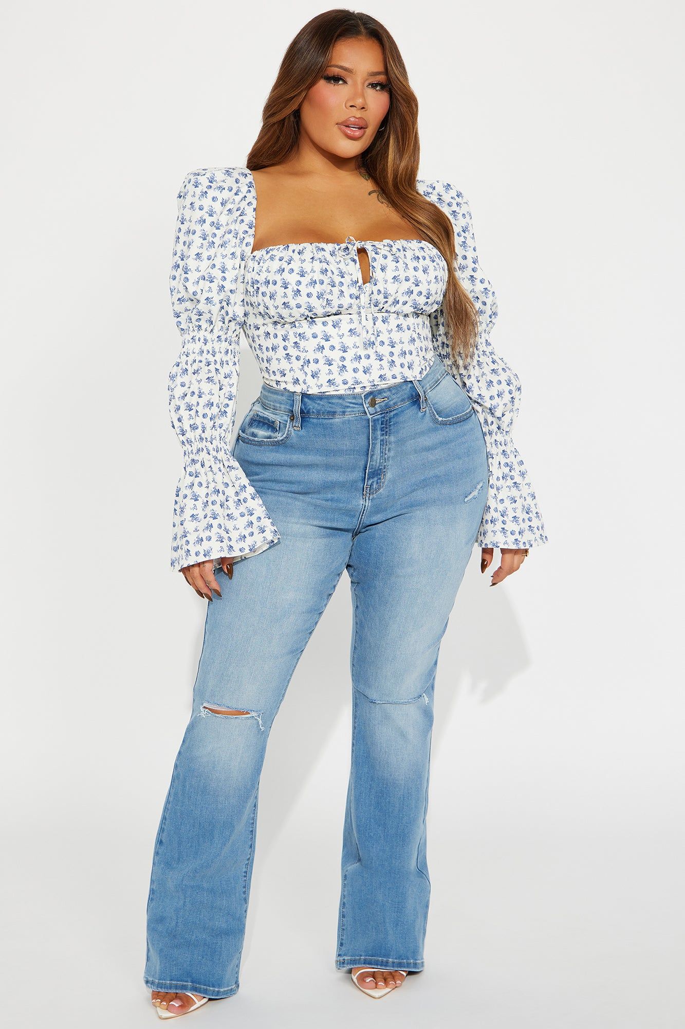 Ivy Floral Corset Top - White/Blue sold by Fashion Nova product image thumbnail 5