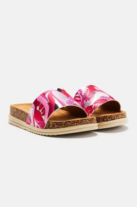 Nice And Easy Casual Slides - Pink/combo sold by Fashion Nova