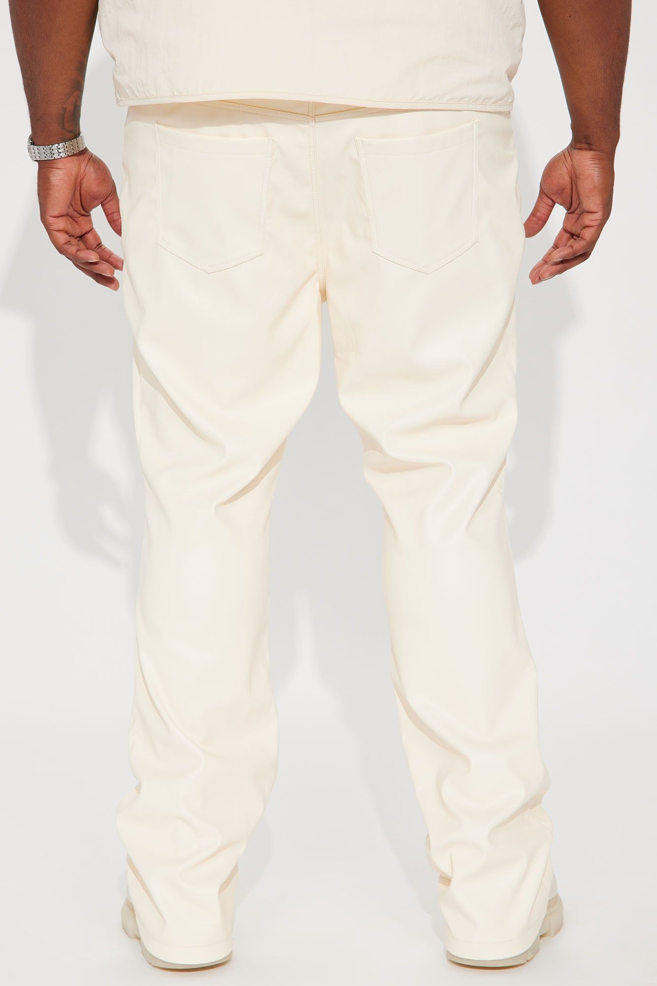 Elliot Stacked Slim Flared PU Pants - Cream sold by Fashion Nova product image thumbnail 7