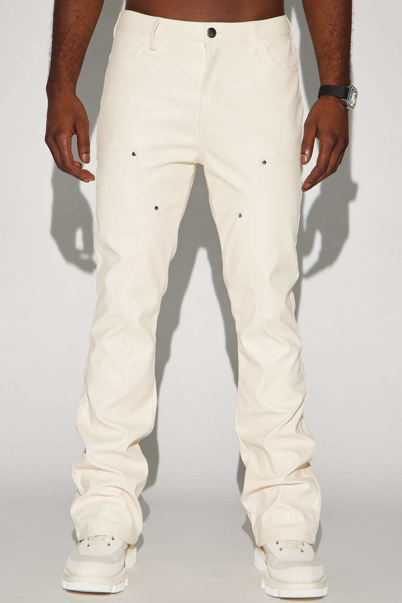 Elliot Stacked Slim Flared PU Pants - Cream sold by Fashion Nova product image thumbnail 4