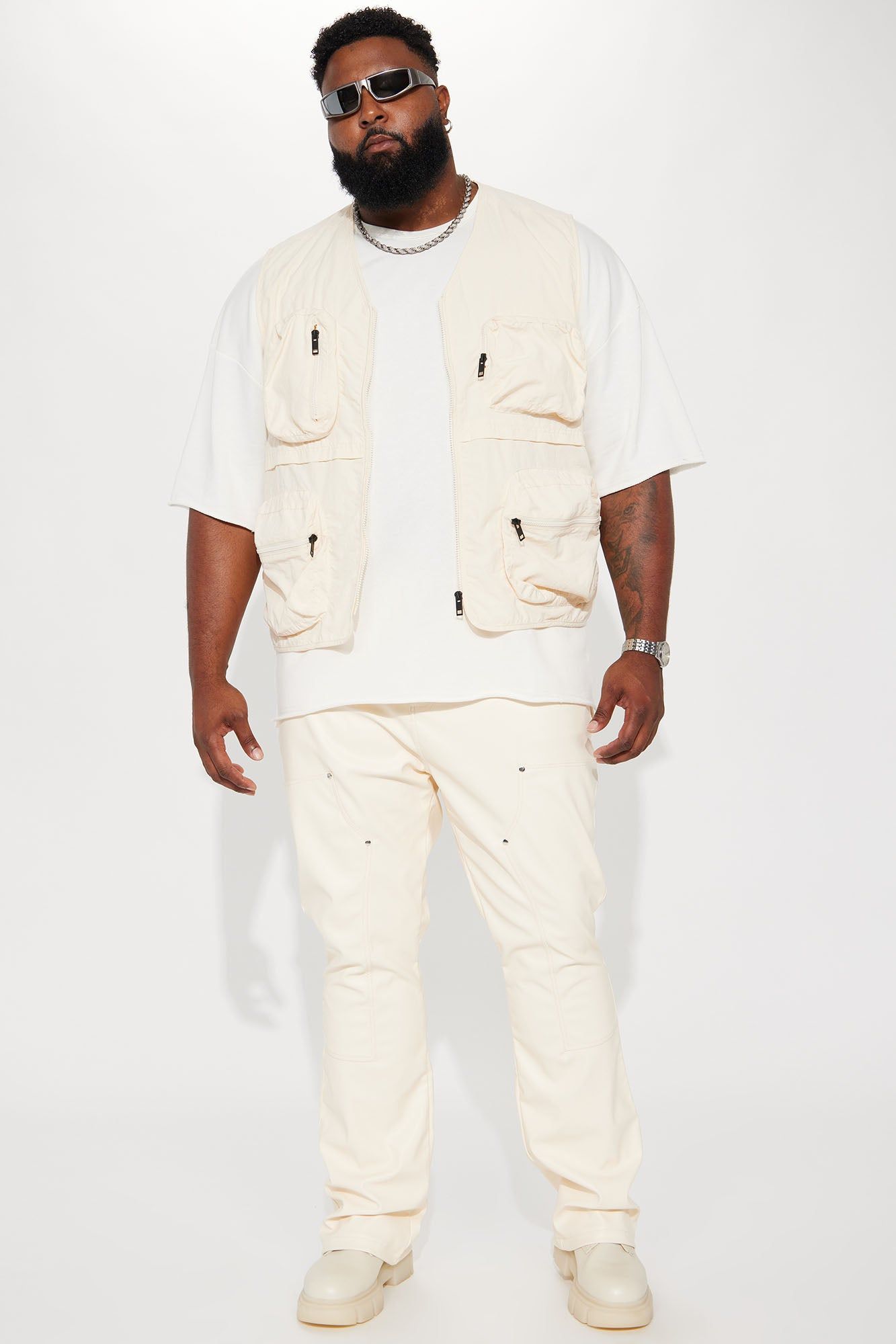 Elliot Stacked Slim Flared PU Pants - Cream sold by Fashion Nova product image thumbnail 6