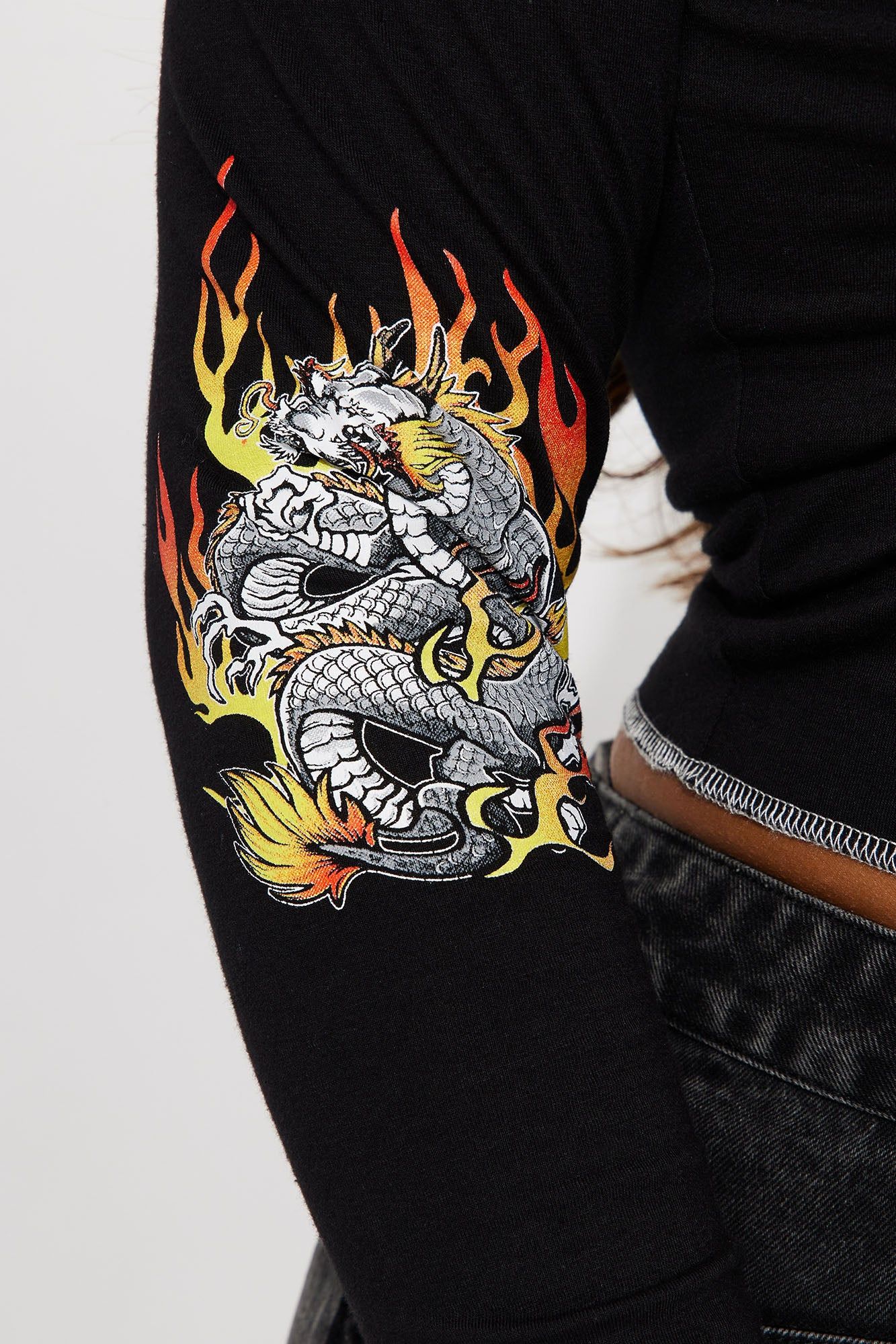 Feel The Fire Graphic Top - Black sold by Fashion Nova product image thumbnail 8