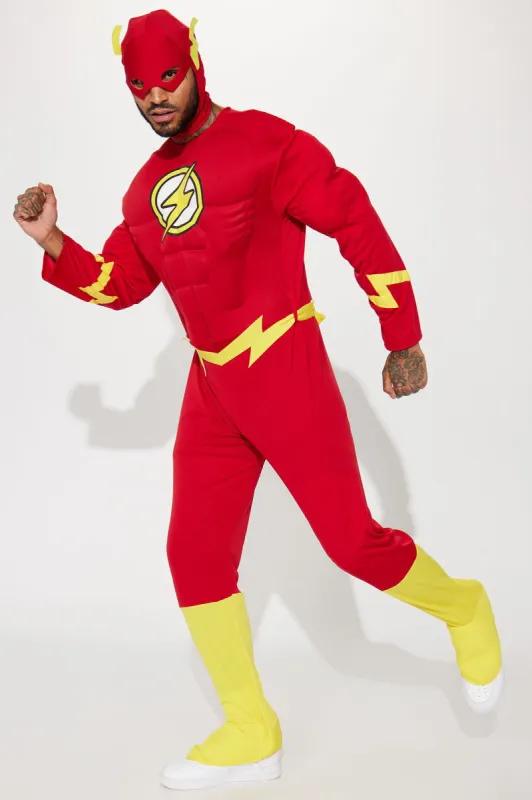 The Flash 3 Piece Costume Set - Red/combo sold by Fashion Nova