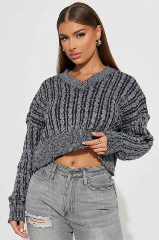 Downtown Attitude Washed Sweater - Black/combo sold by Fashion Nova