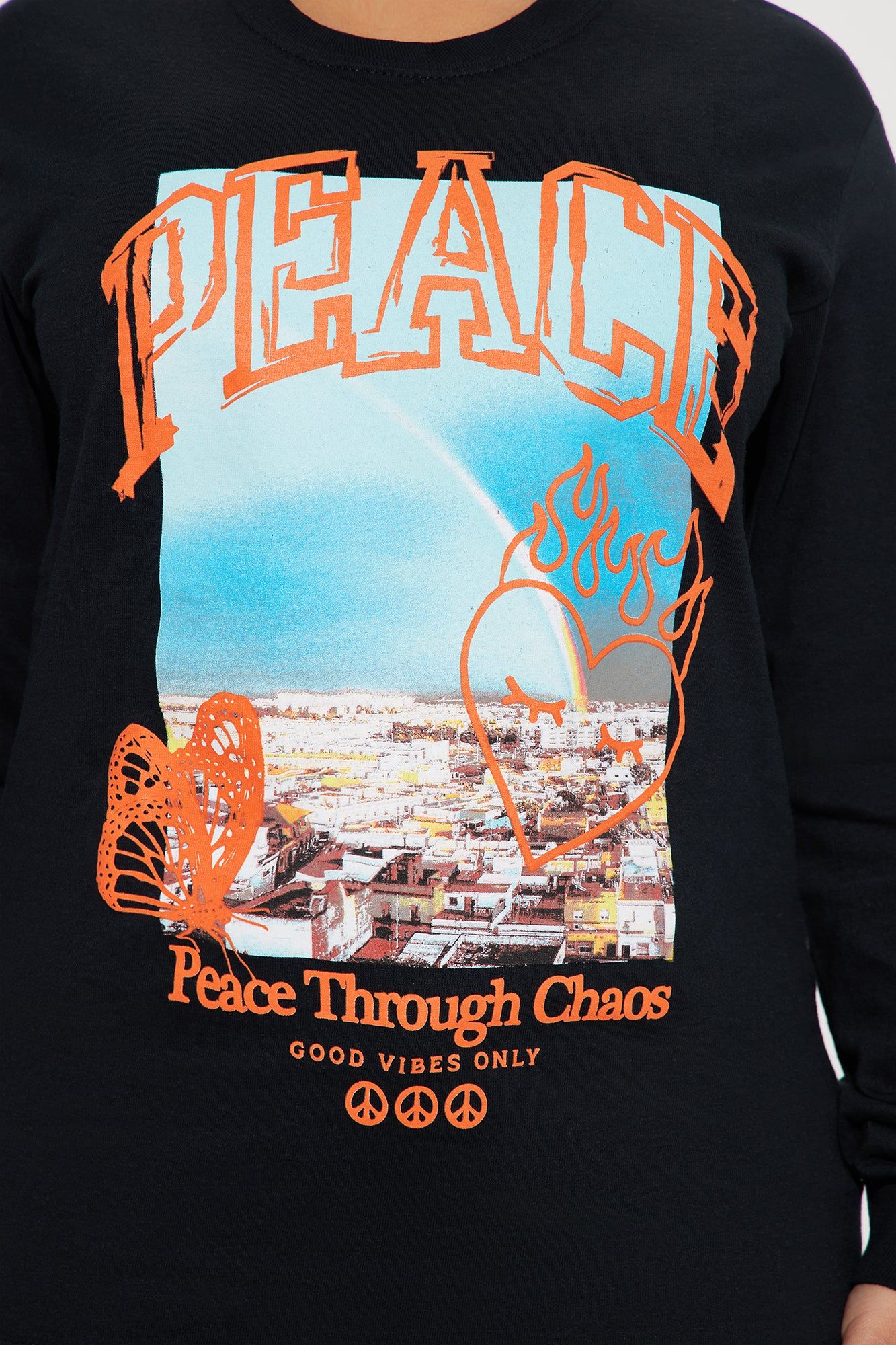 Peace Over Chaos Long Sleeve Tee - Black sold by Fashion Nova product image thumbnail 3