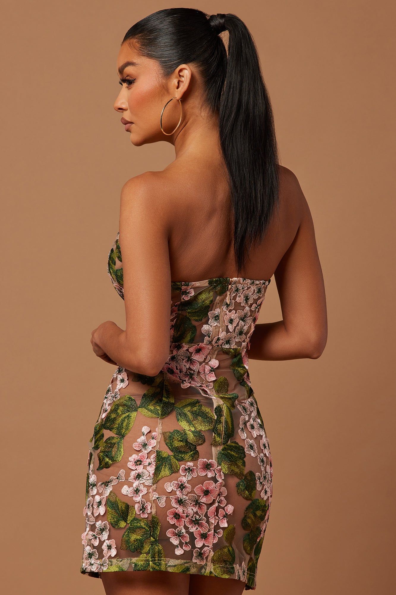 Elodie Strapless Floral Embroidered Mini Dress - Pink/combo sold by Fashion Nova product image thumbnail 4