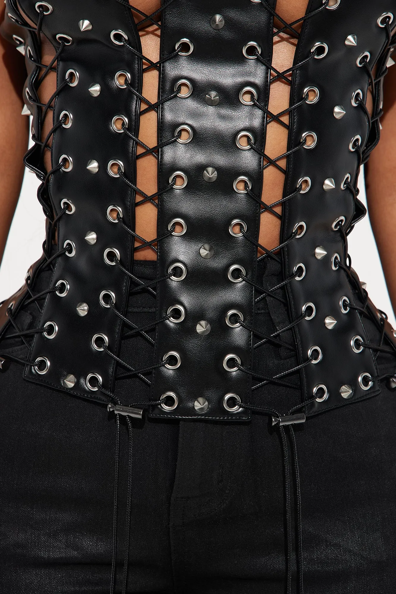 Dark Fantasy Faux Leather Corset Top - Black sold by Fashion Nova product image thumbnail 3