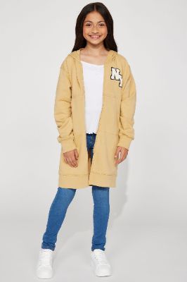 Mini NY Patch Fleece Hoodie - Khaki made by Fashion Nova