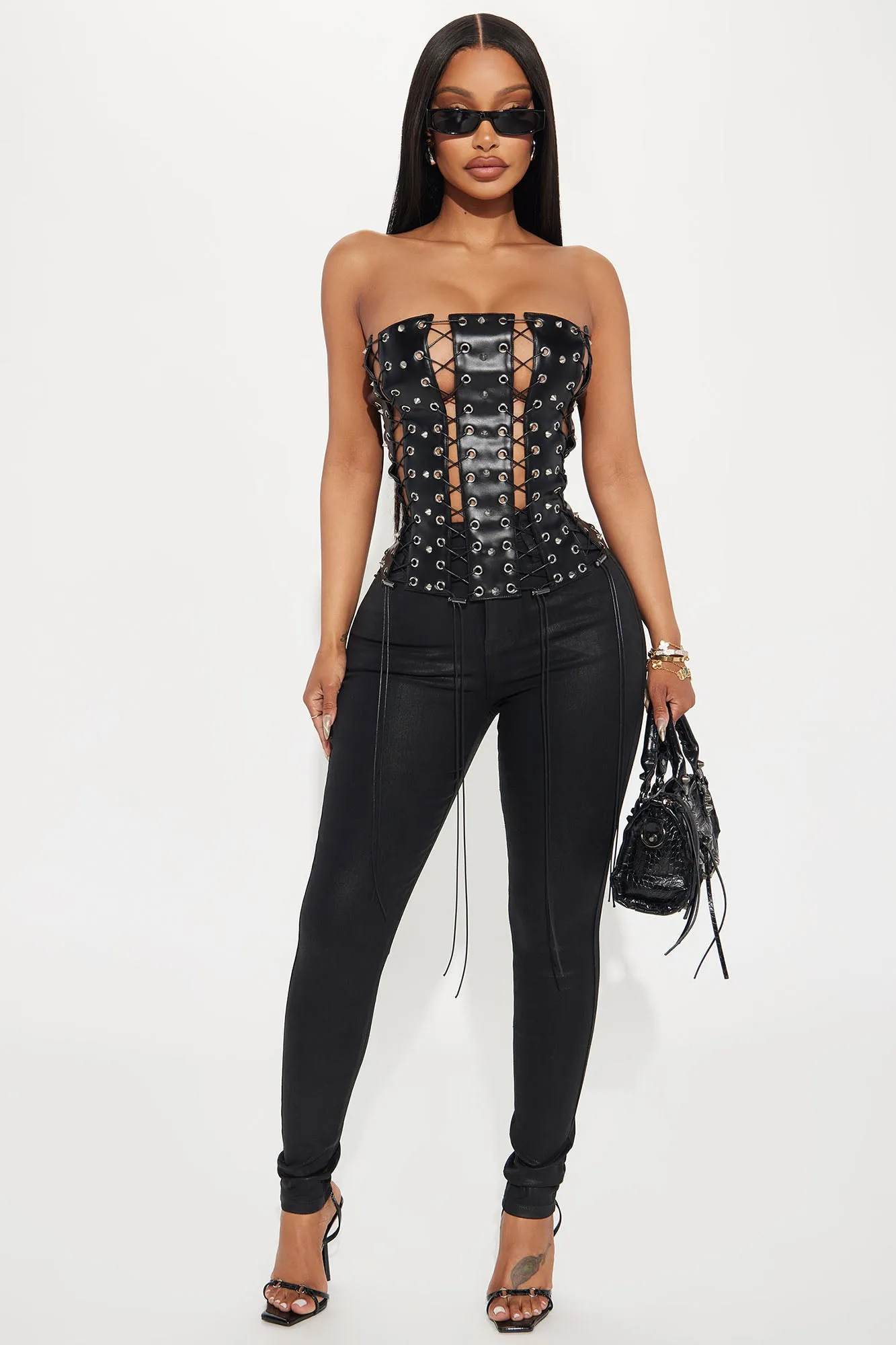 Dark Fantasy Faux Leather Corset Top - Black sold by Fashion Nova product image thumbnail 2
