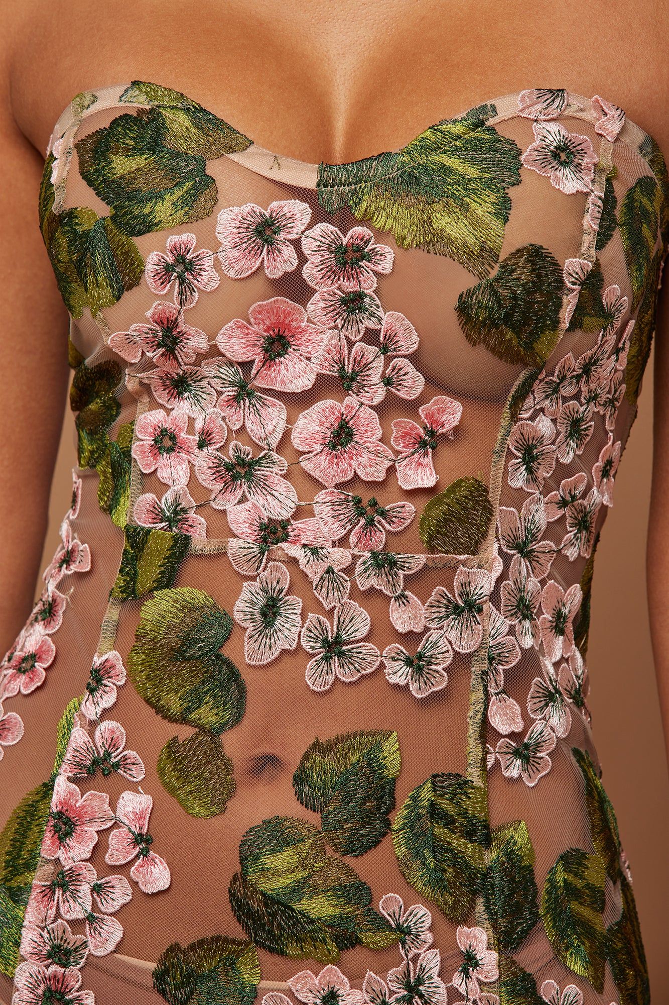 Elodie Strapless Floral Embroidered Mini Dress - Pink/combo sold by Fashion Nova product image thumbnail 3